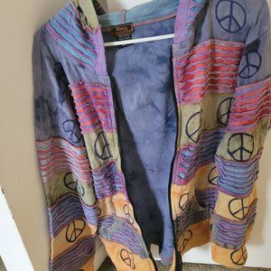 Rising international peace sign hooded jacket